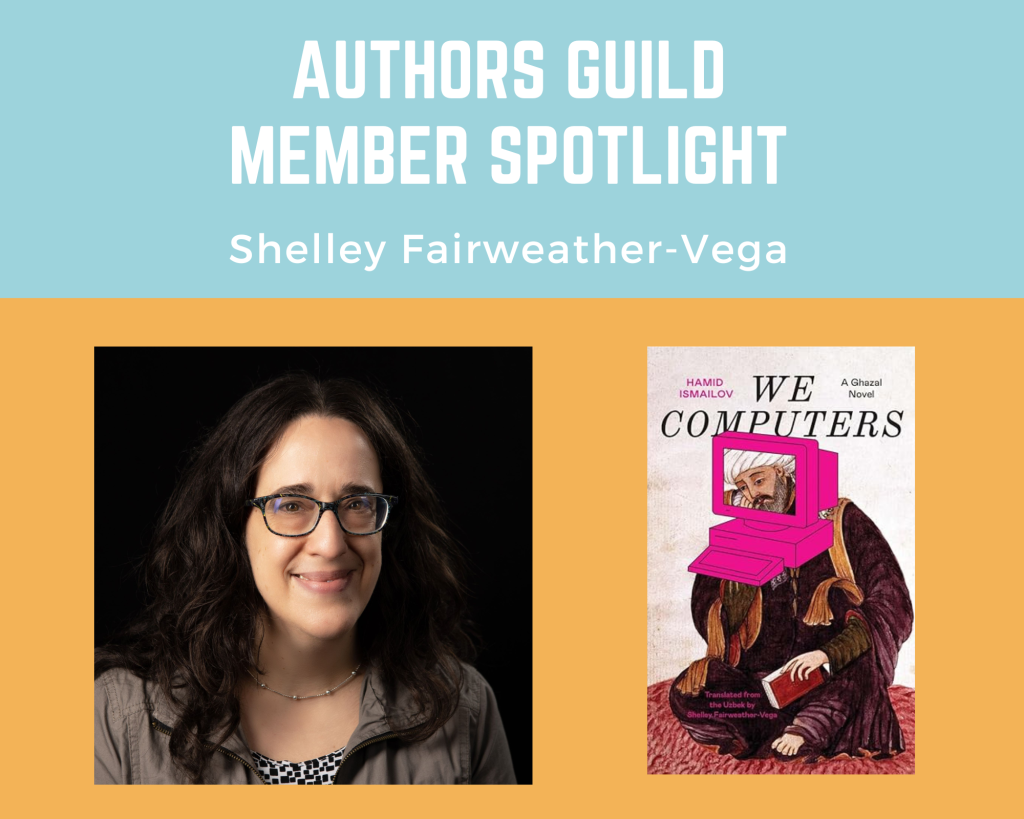 translator Shelley Fairweather-Vega and an image of her recent translated work, We Computers