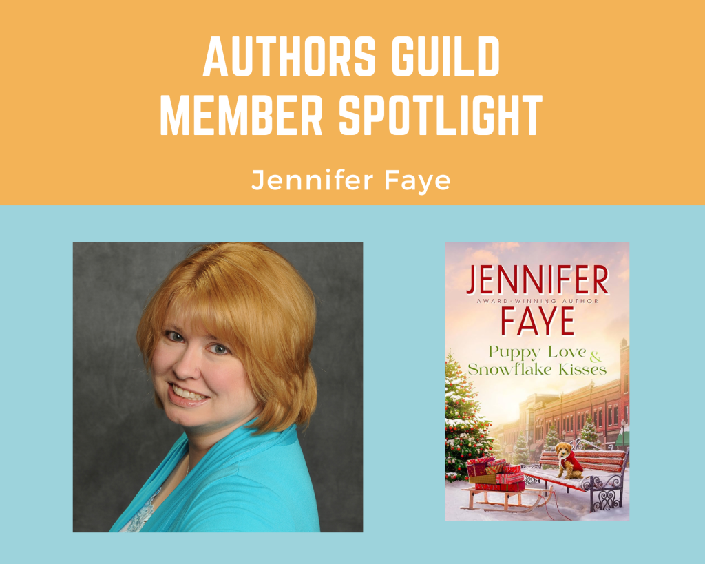 author Jennifer Faye and her book Puppy Love & Snowflake Kisses