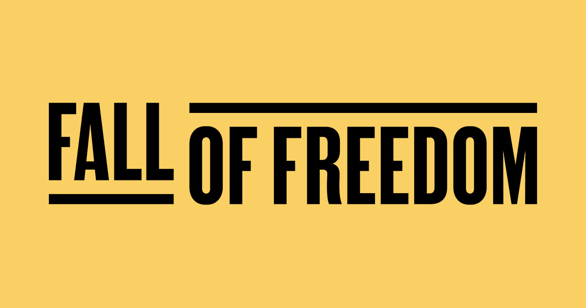 Fall of Freedom in bold black text on a yellow background
