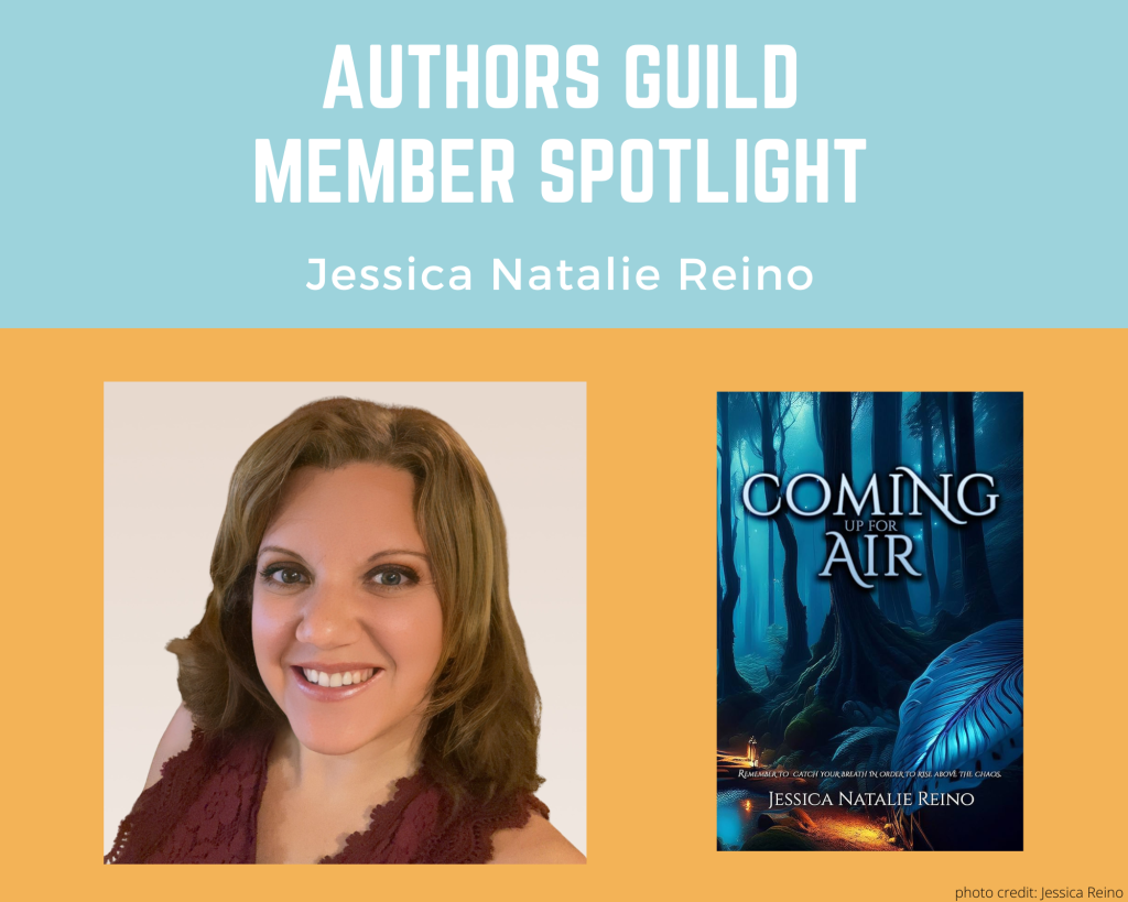 author Jessica Reino and her book Coming Up for Air