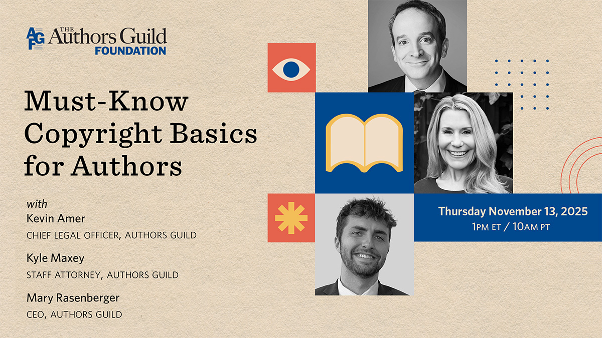 Event title with headshots of Kevin Amer, Mary Rasenberger, and Kyle Maxey