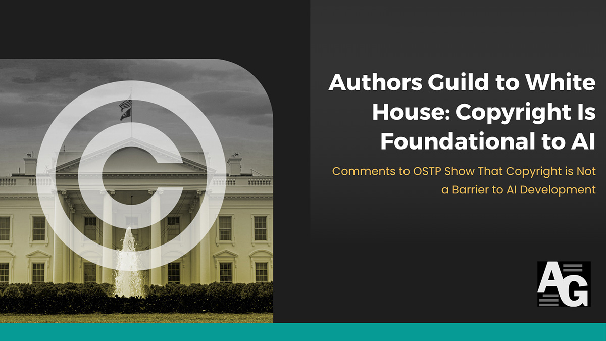 Copyright symbol over a photo of the White House and the headline Copyright is foundational to AI