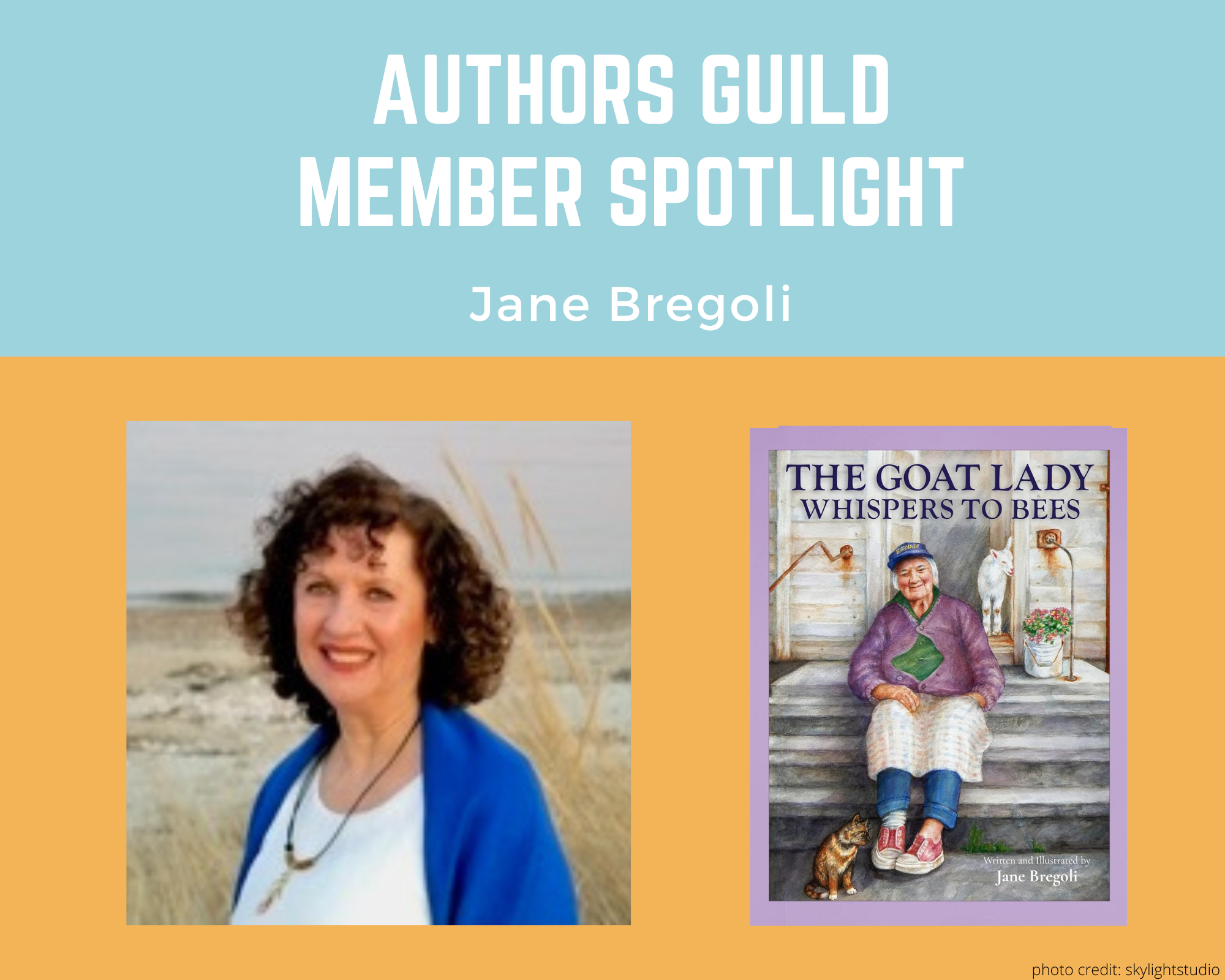 author Jane Bregoli and her book The Goat Lady Whispers to Bees