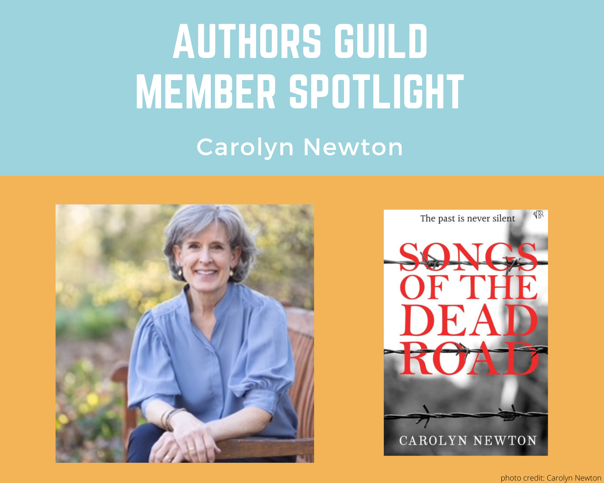 author Carolyn Newton and her book Songs of the Dead Road