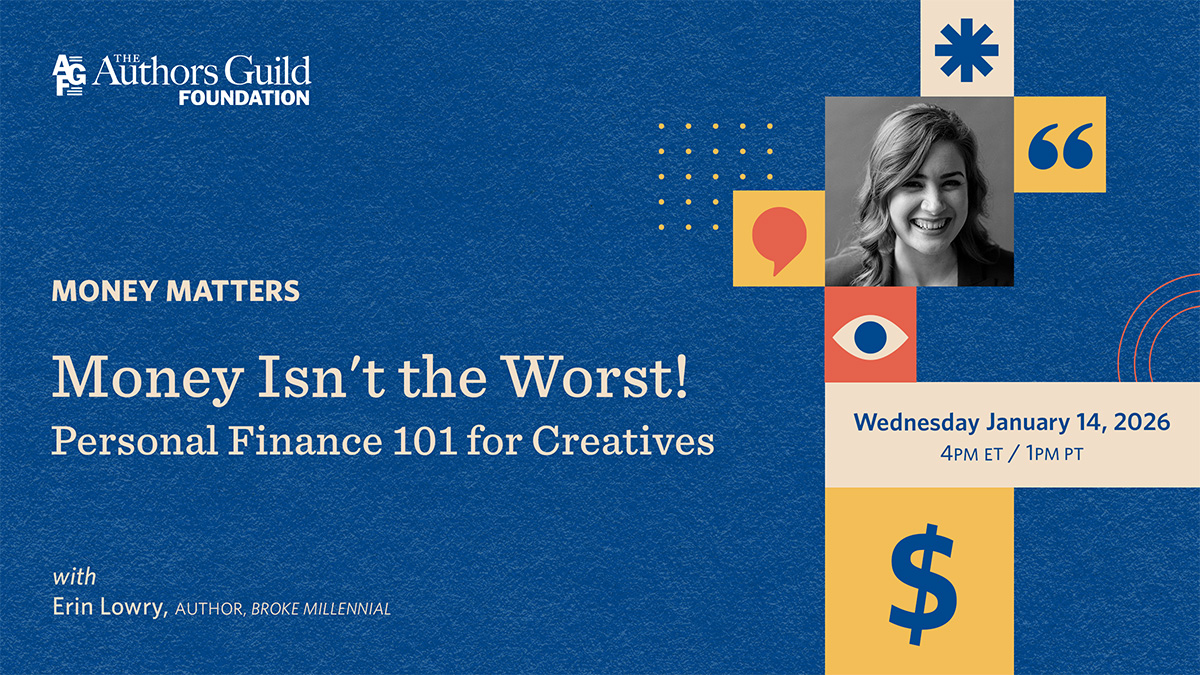 Blue banner with event headline reading Money Isn't the Worst and presenter headshot