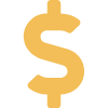 Gold icon of a US dollar sign