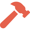 Orange icon of a hammer