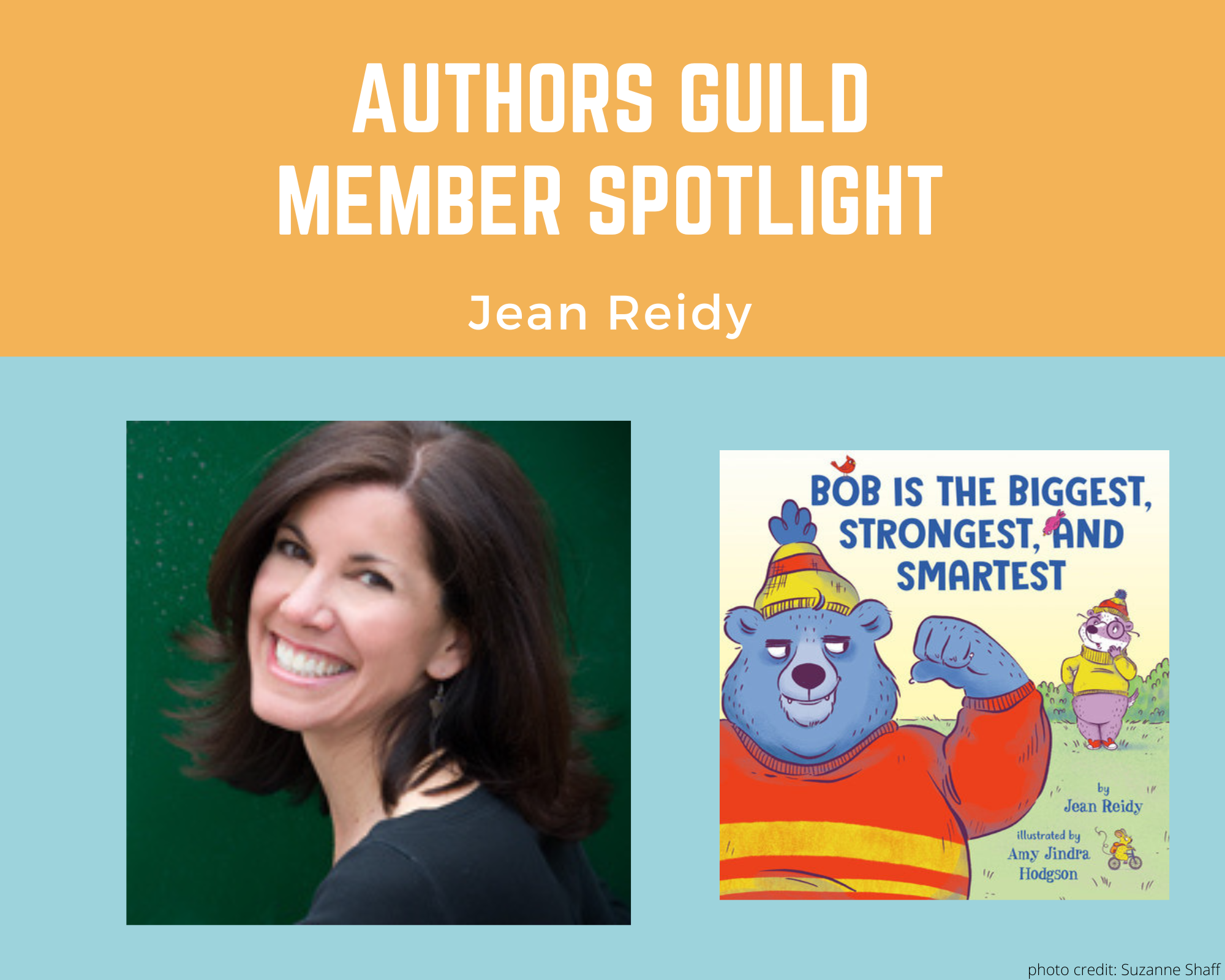 author Jean Reidy and her book Bob Is the Biggest, Strongest, and Smartest