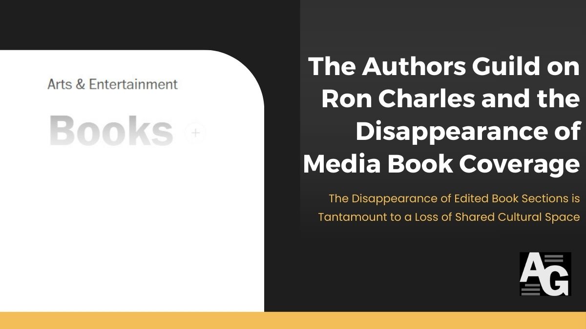 Image of white fading text and a header describing the disappearance of media book coverage due to the recent layoffs at the Washington Post