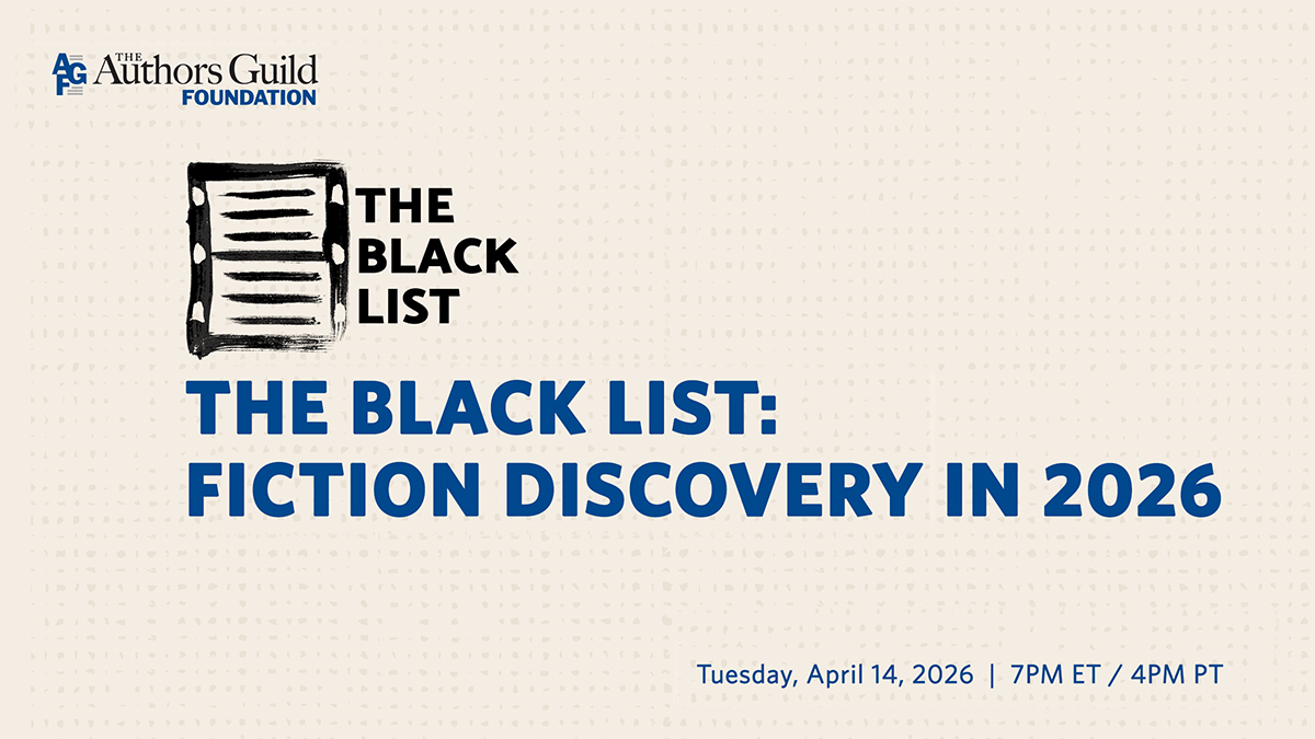 Off white background with blue text that reads "The Black List: Fiction Discovery in 2026" with The Black List logo featured prominently on the image.