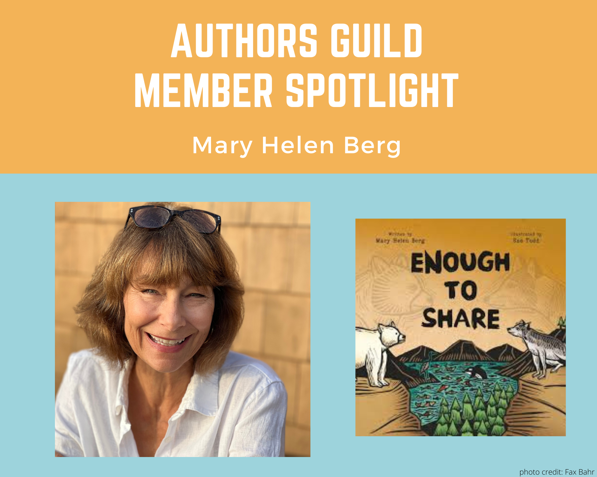 author Mary Helen Berg and her book Enough to Share