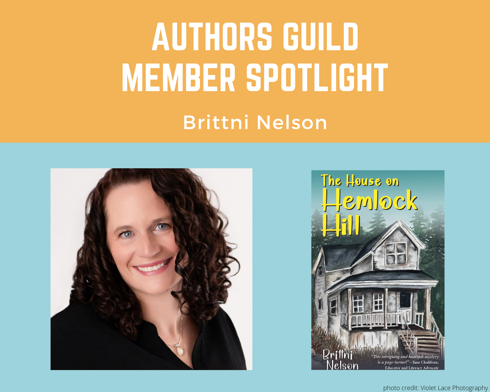 author Brittni Nelson and her book The House on Hemlock Hill
